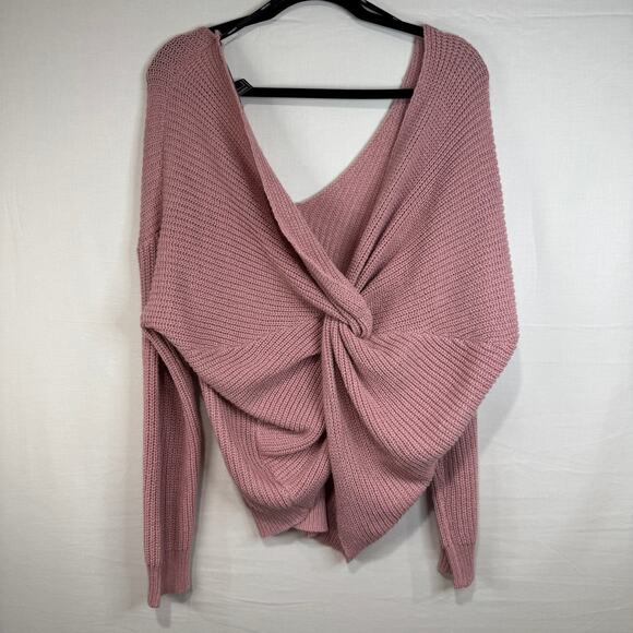 Forever 21 Rose Pink Sweater Size Large Open Twist Back NWOT - Picture 1 of 3